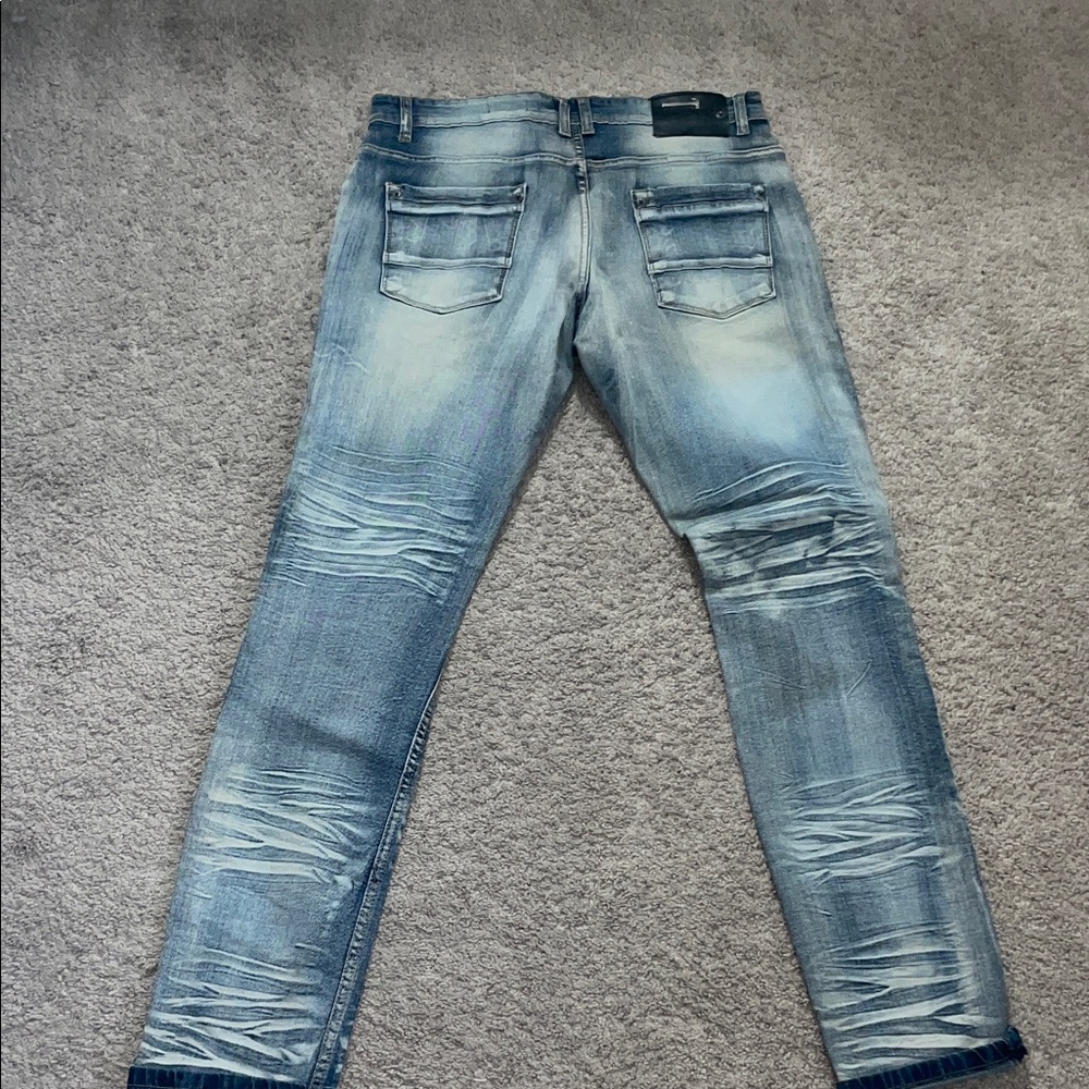 Men's Distressed Blue Jeans - Picture 3 of 5